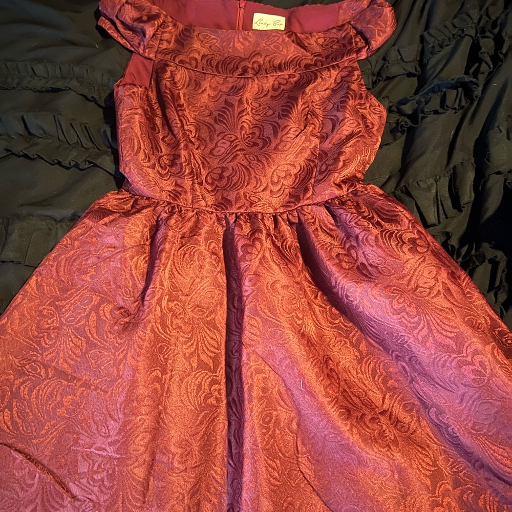 Elegant women’s Dress in Rich Red with shrug jacket